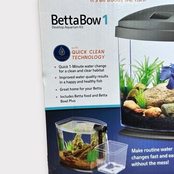 Aqueon BettaBow 1 Quick Clean Aquarium Kit Black (1 gallon) FishTank Betta Bowl - Picture 4 of 9